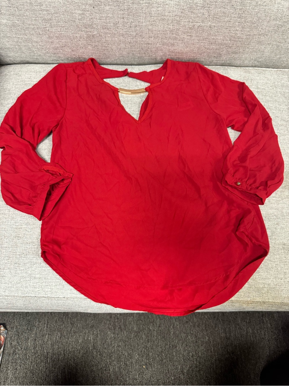 meraki Red Keyhole V-Neck Tunic